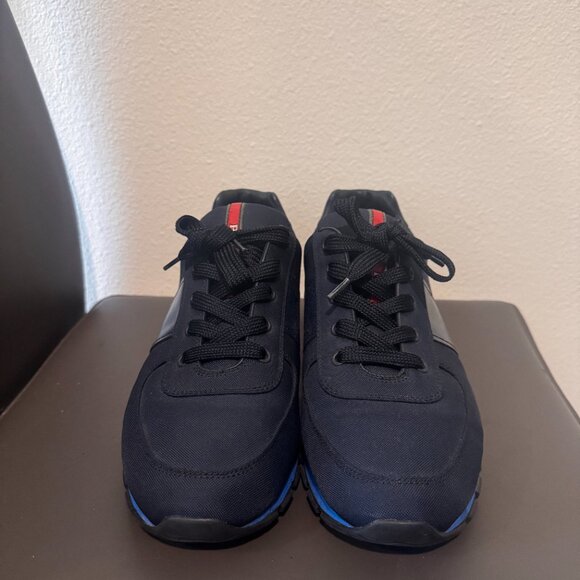 Prada Men's Canvas and Leather Runners - Picture 3 of 6
